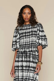 Tavira Top in Blurred Grid
