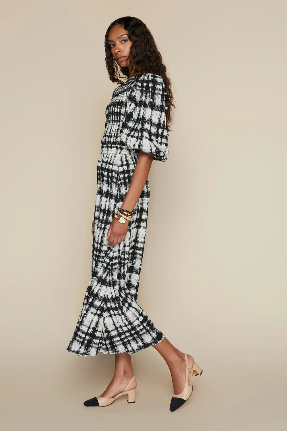 Tavira Top in Blurred Grid