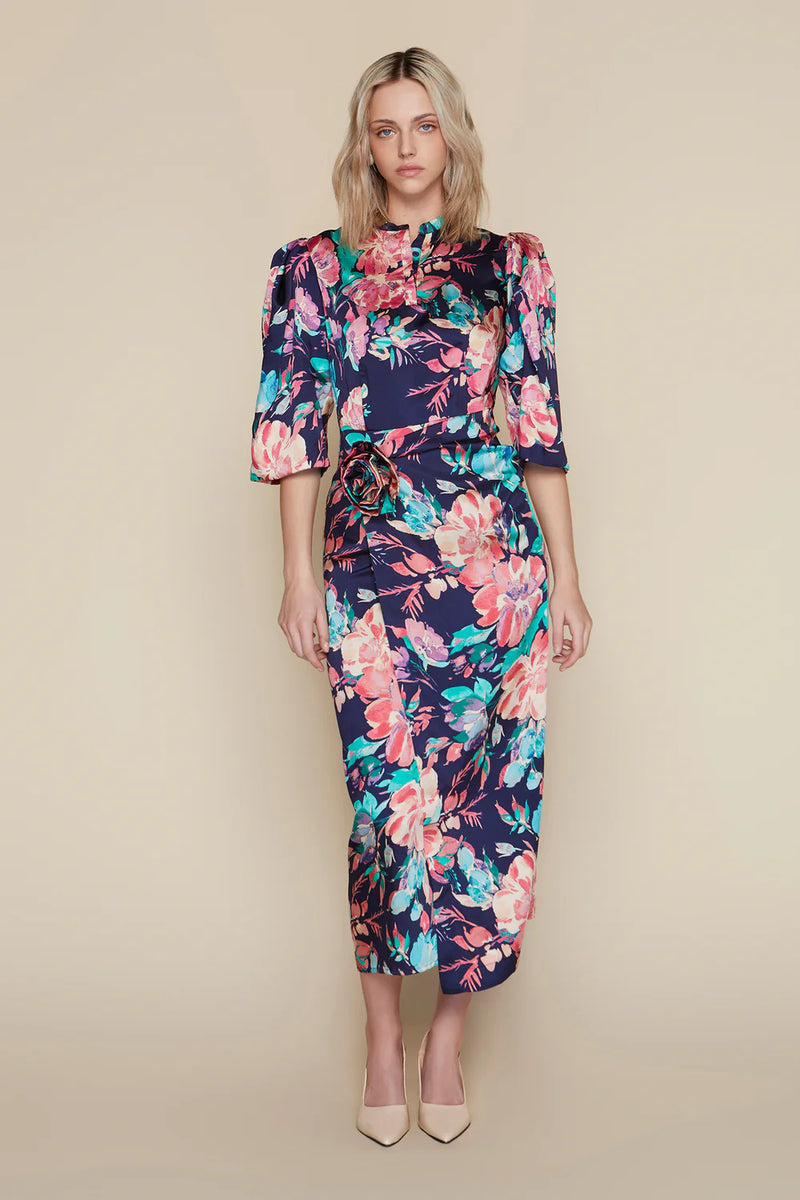 Boyne Dress in Indigo Garden