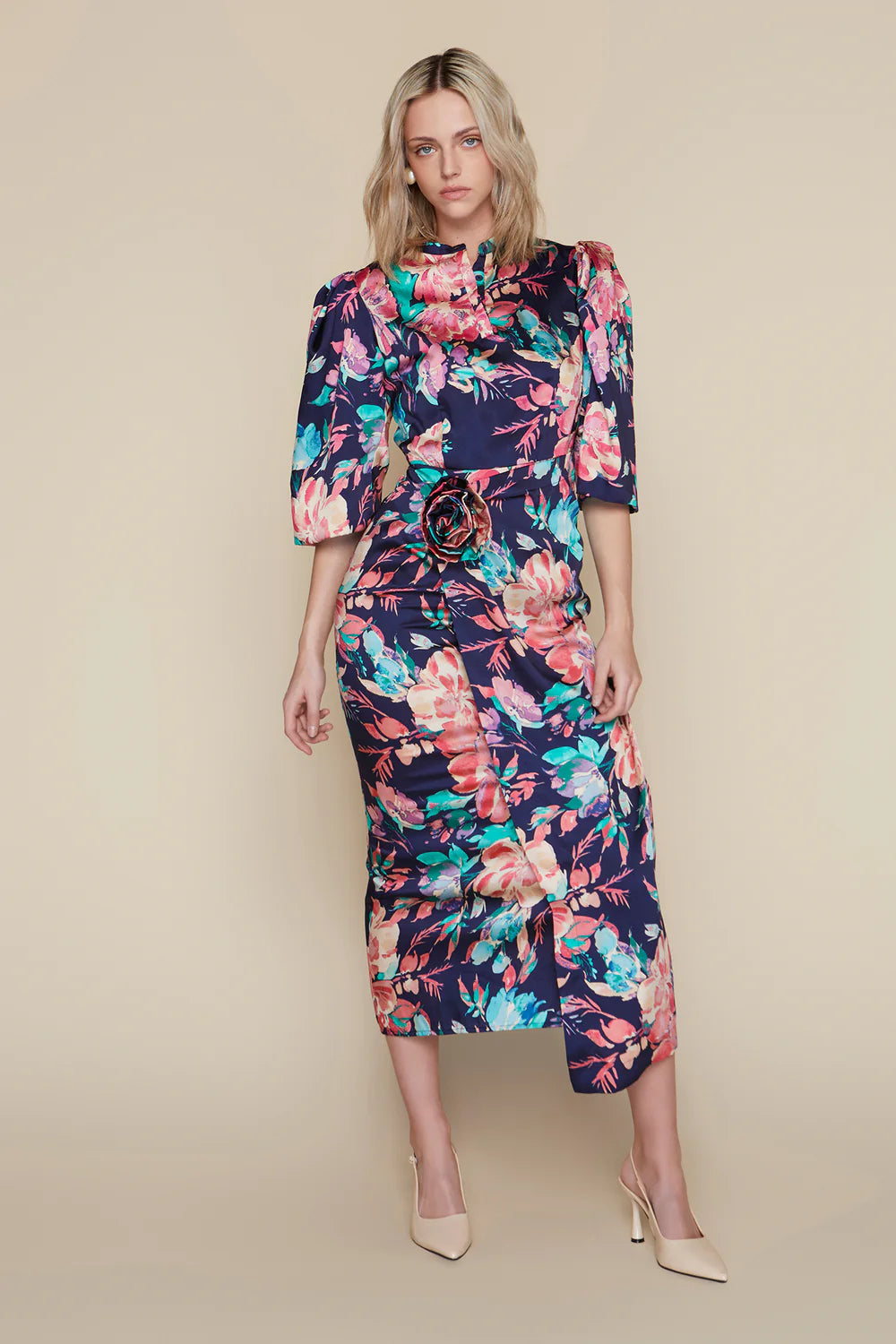 Boyne Dress in Indigo Garden