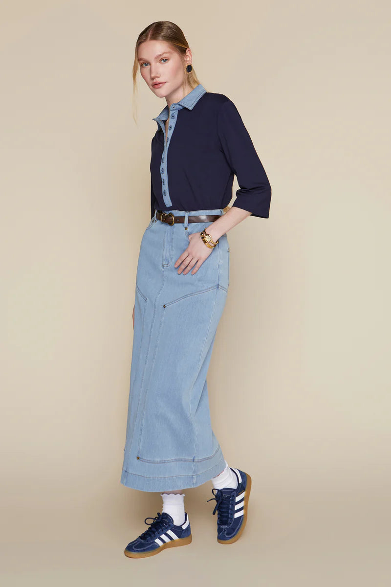 Kama Skirt in Stone Wash Denim