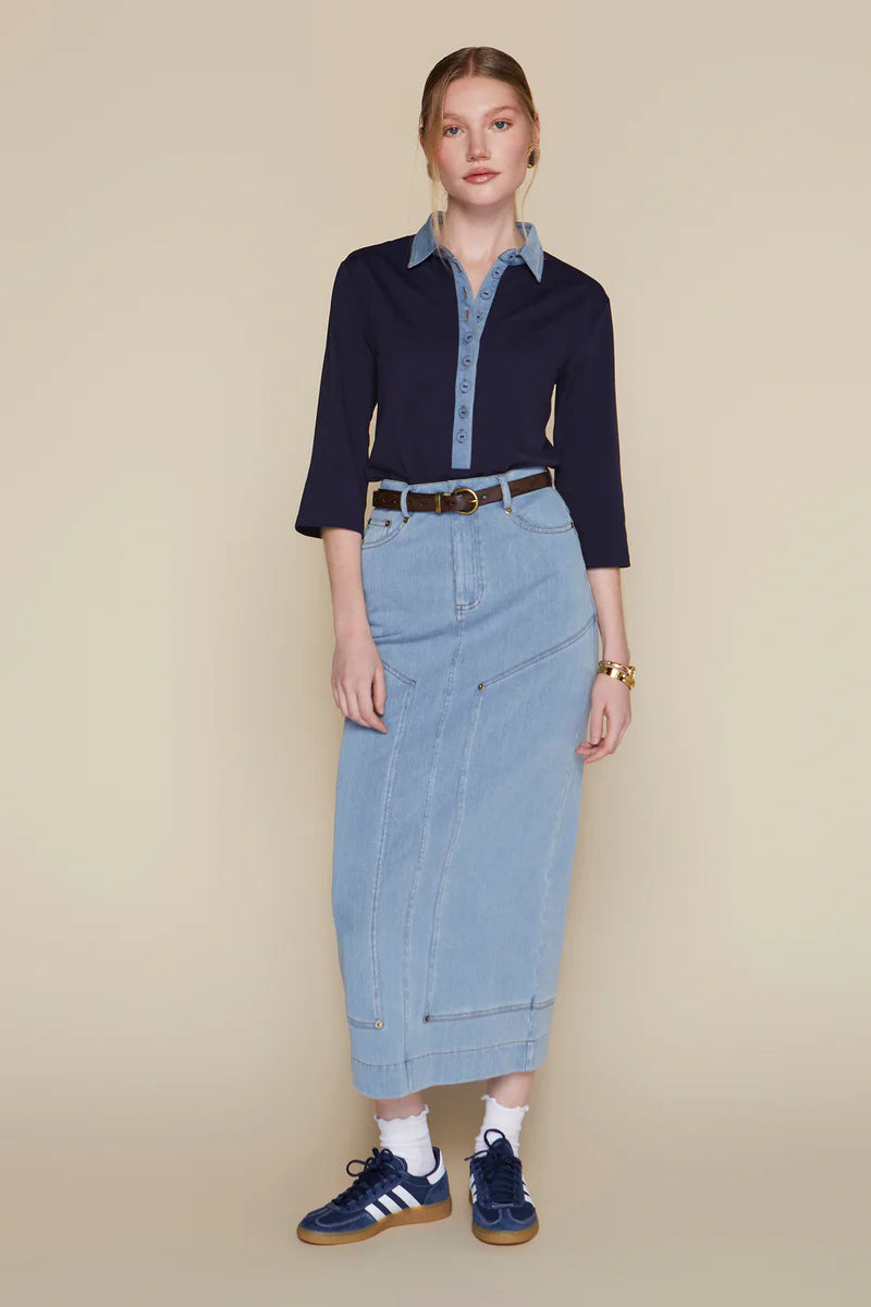 Kama Skirt in Stone Wash Denim