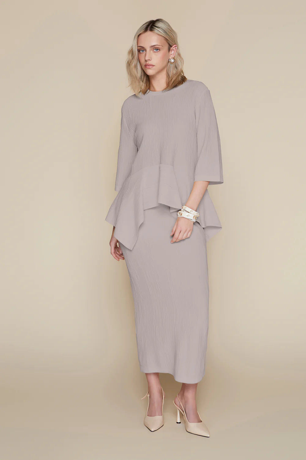 Cannes Midi Skirt In Bone