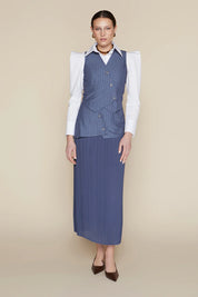 Lanai Skirt in Indigo Pinstripe