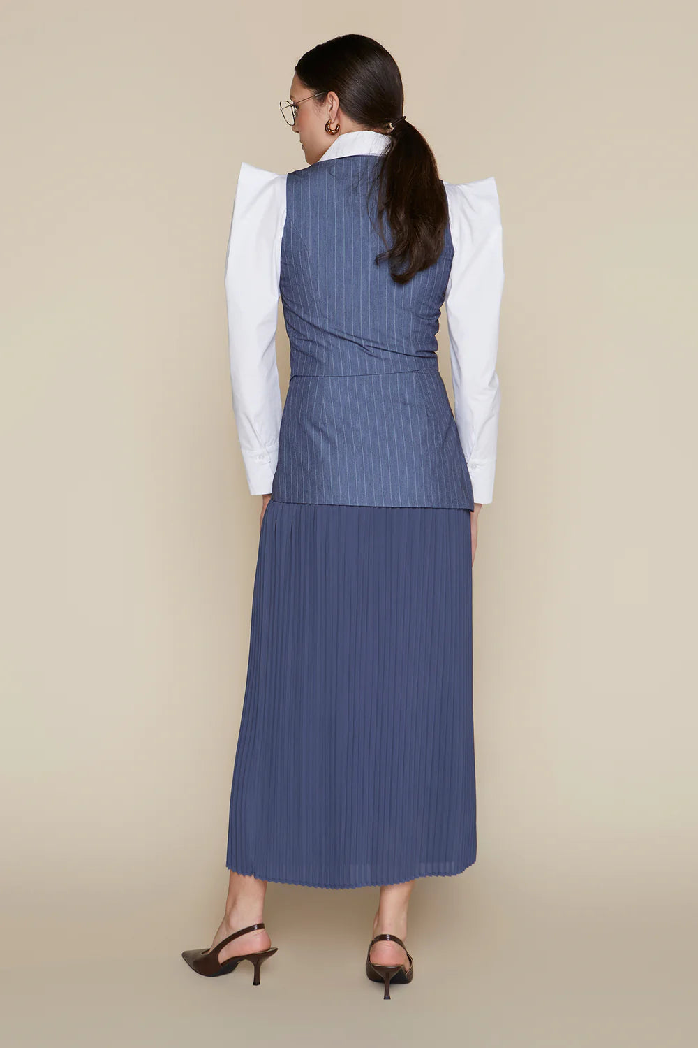 Lanai Vest in Indigo Pinstripe