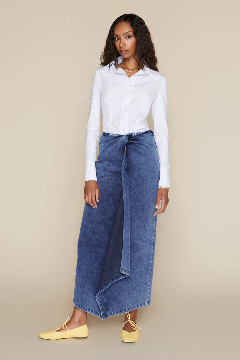 Vendome Skirt in Dark Wash Denim