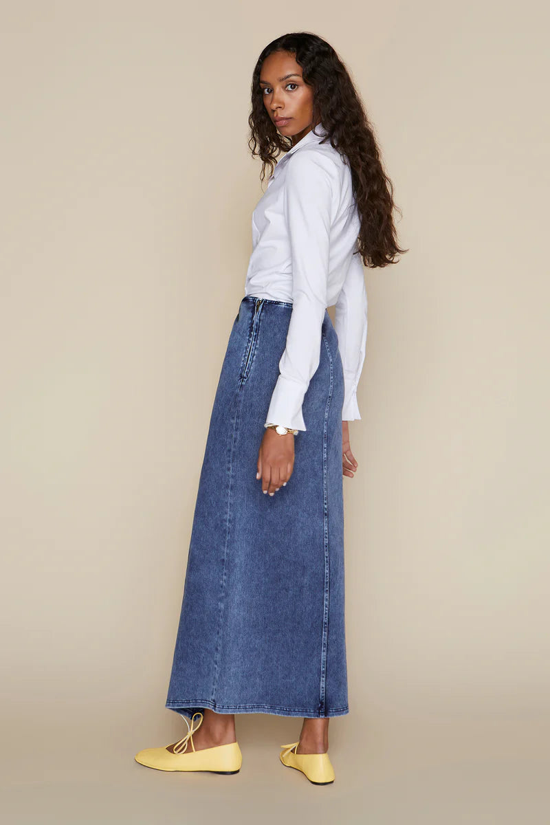 Vendome Skirt in Dark Wash Denim