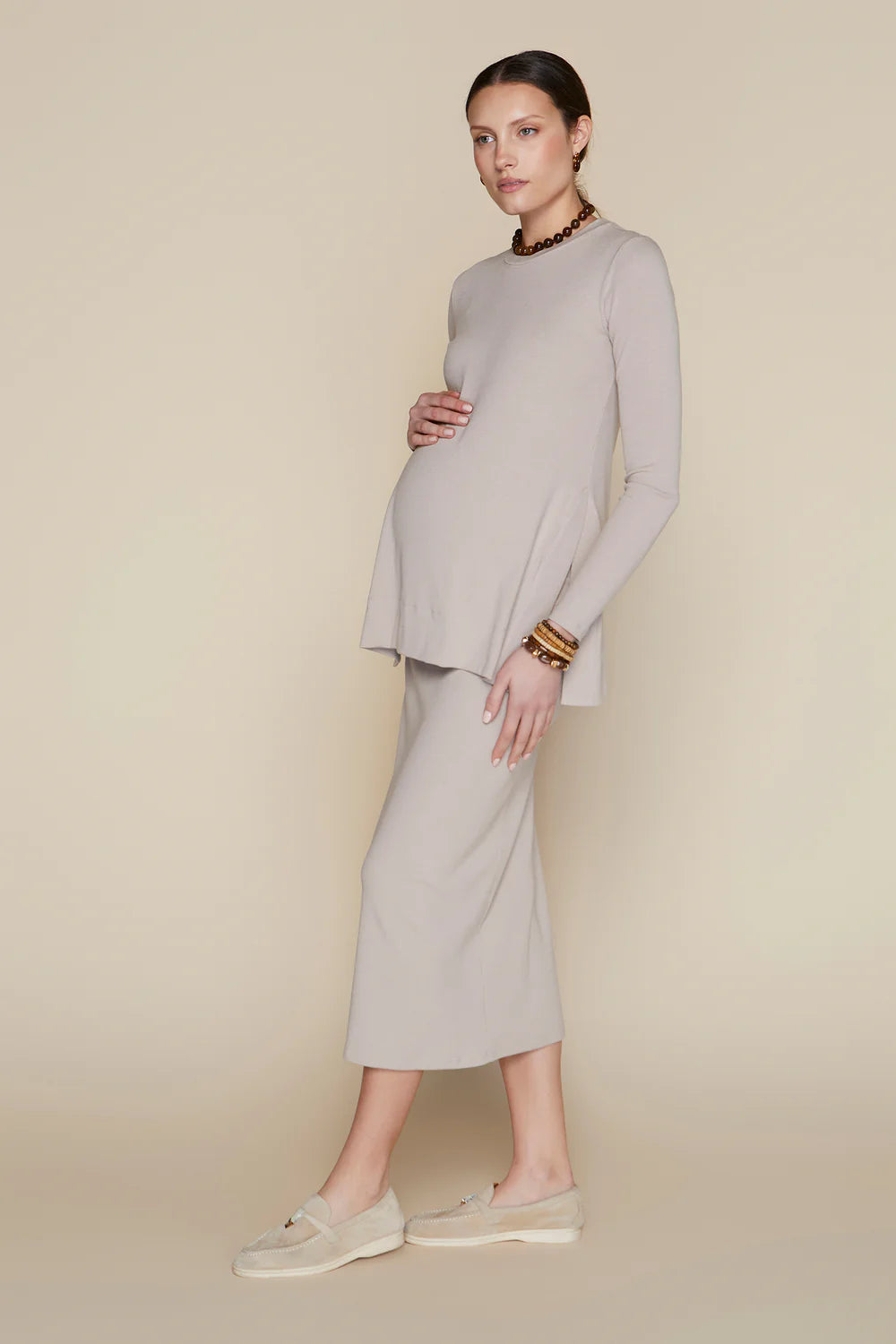 Sapphire Maternity Skirt in Bone