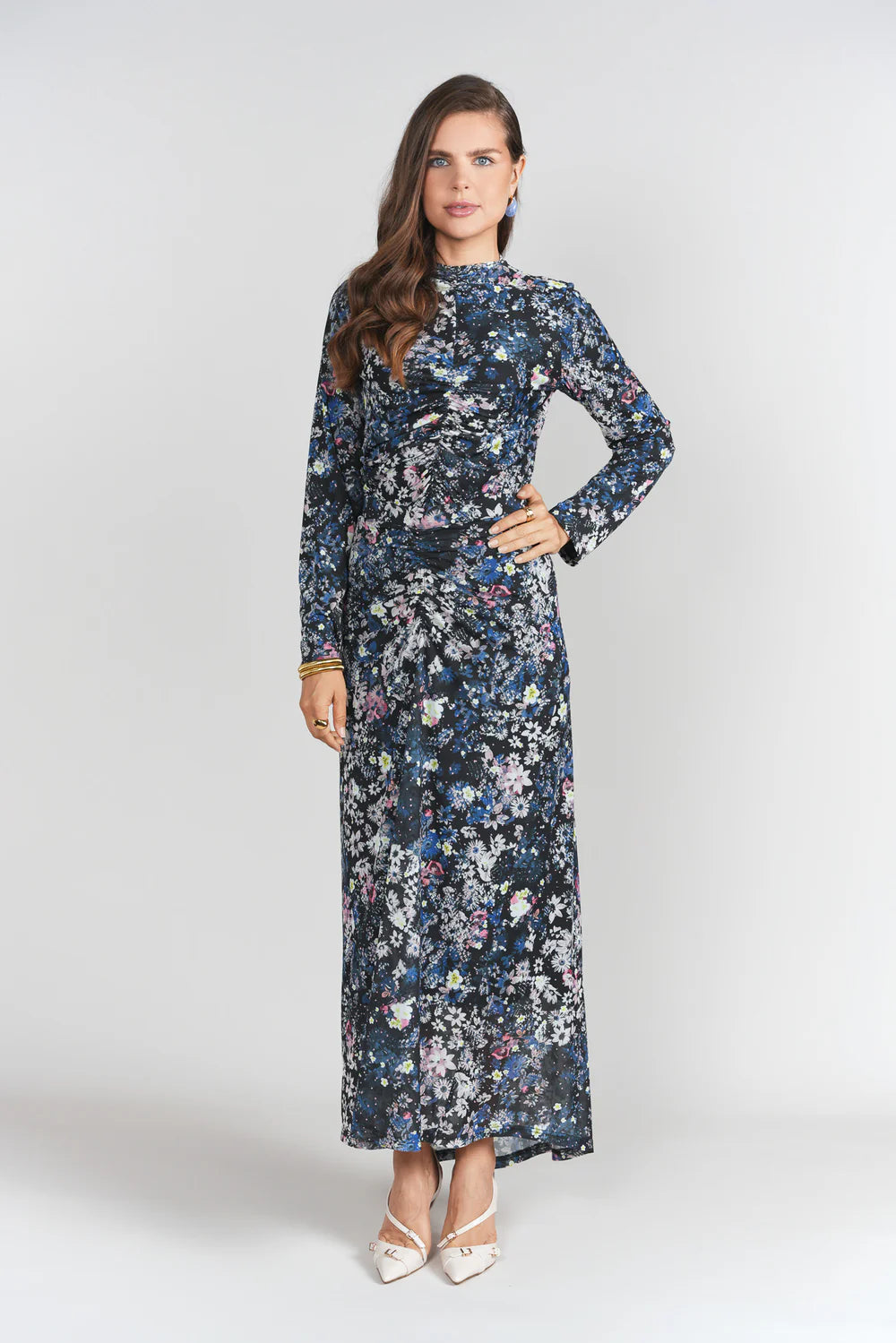 Ruched Front Skirt- Floral Grunge