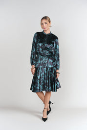 Sophie Dress- Teal Floral Velvet