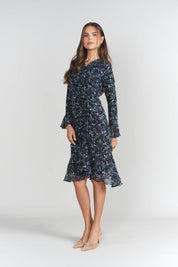 Valerie Dress- Blue and Black floral