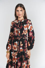Sophie Dress- Brown Floral Chiffon