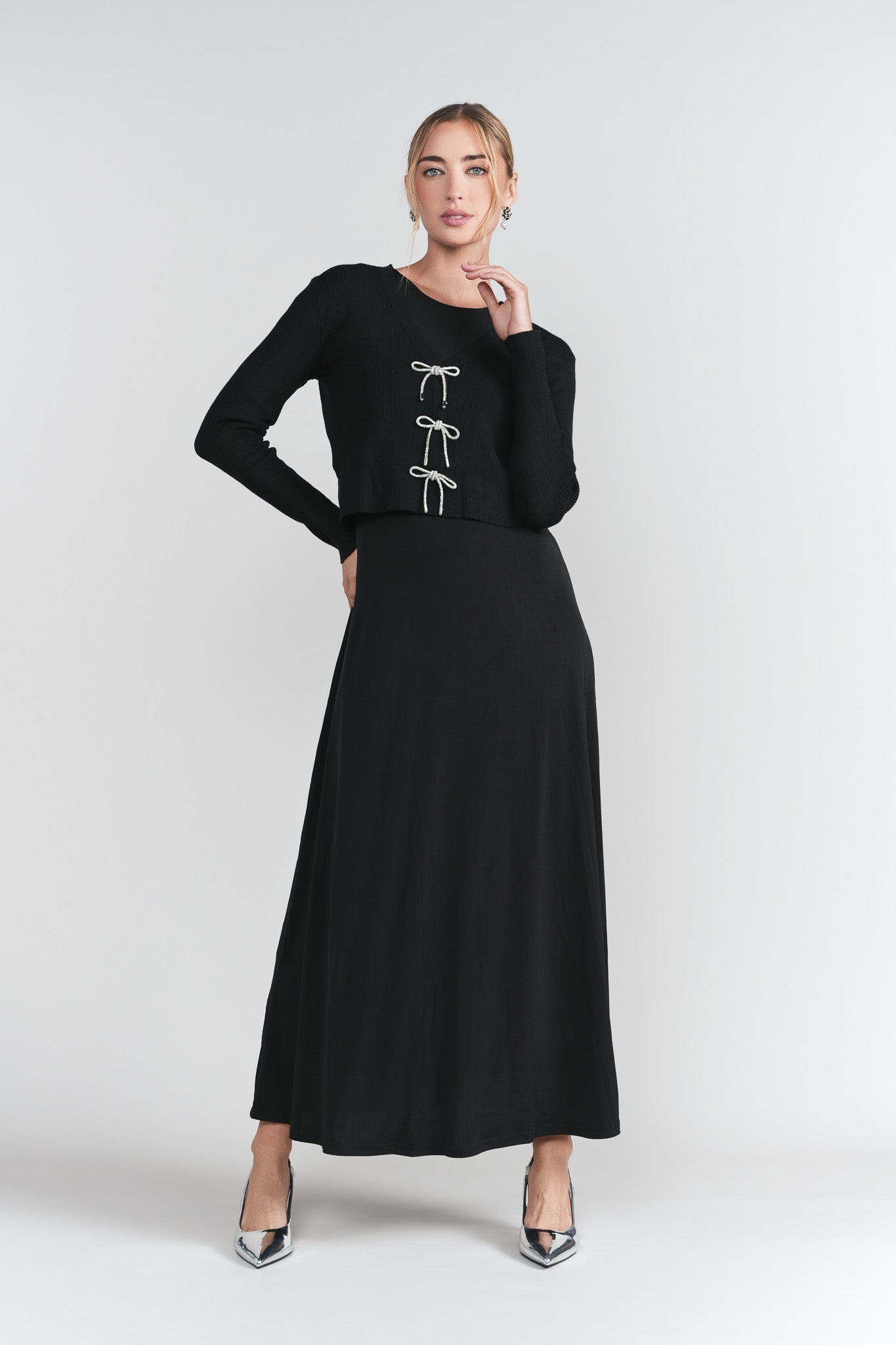 Sleeveless Jersey Dress- Black