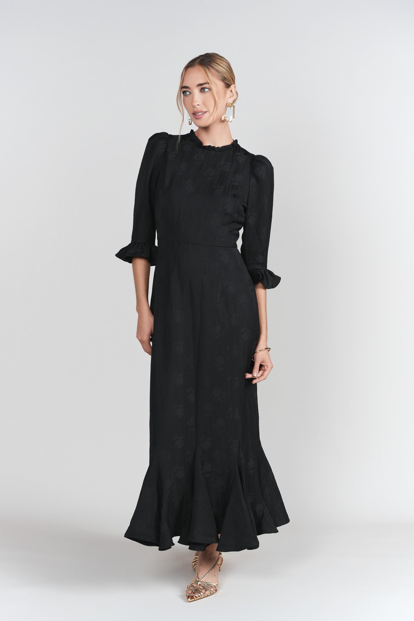 Shiri Dress- Black Jacquard
