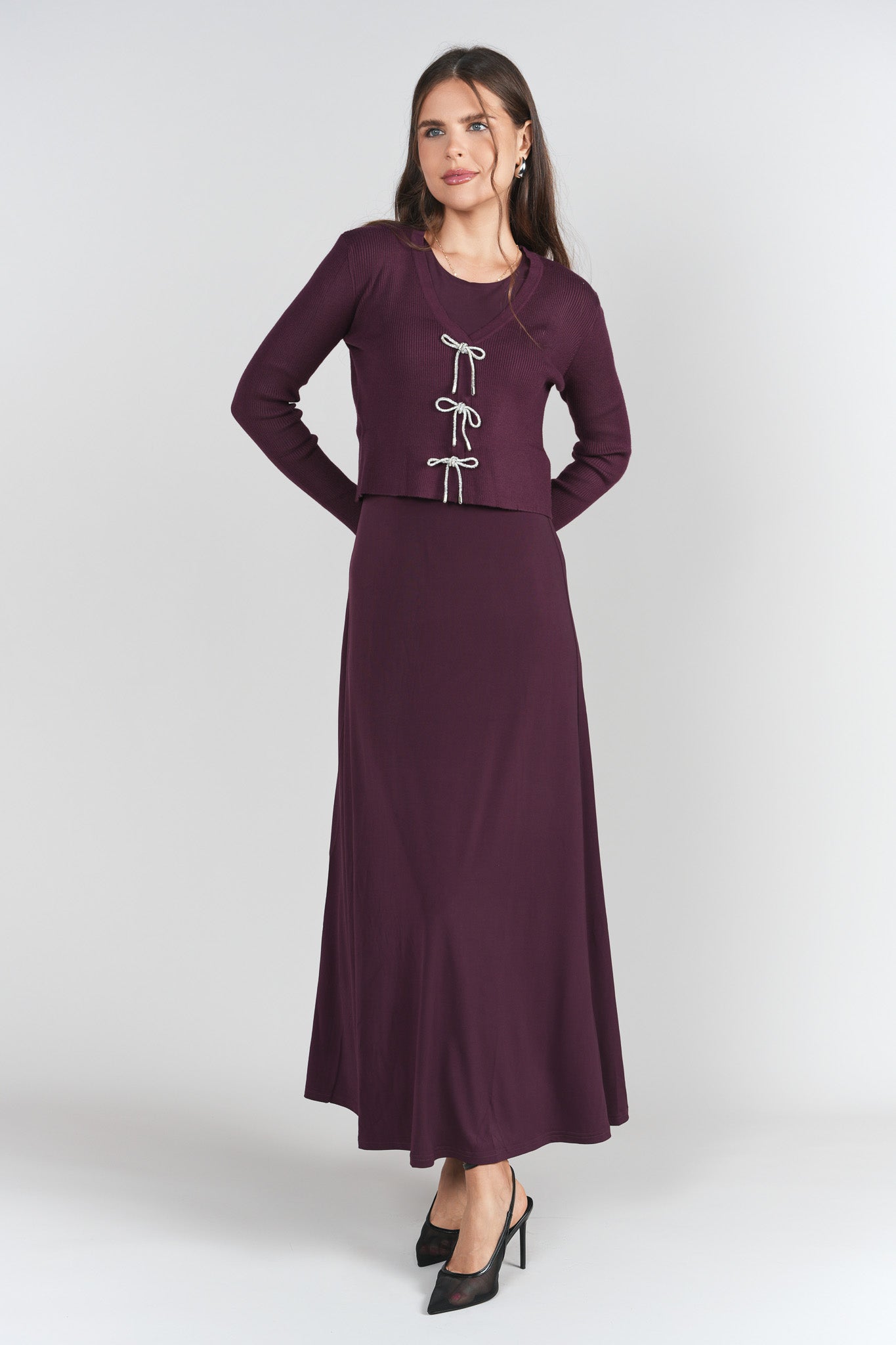 Sleeveless Jersey Dress- Eggplant