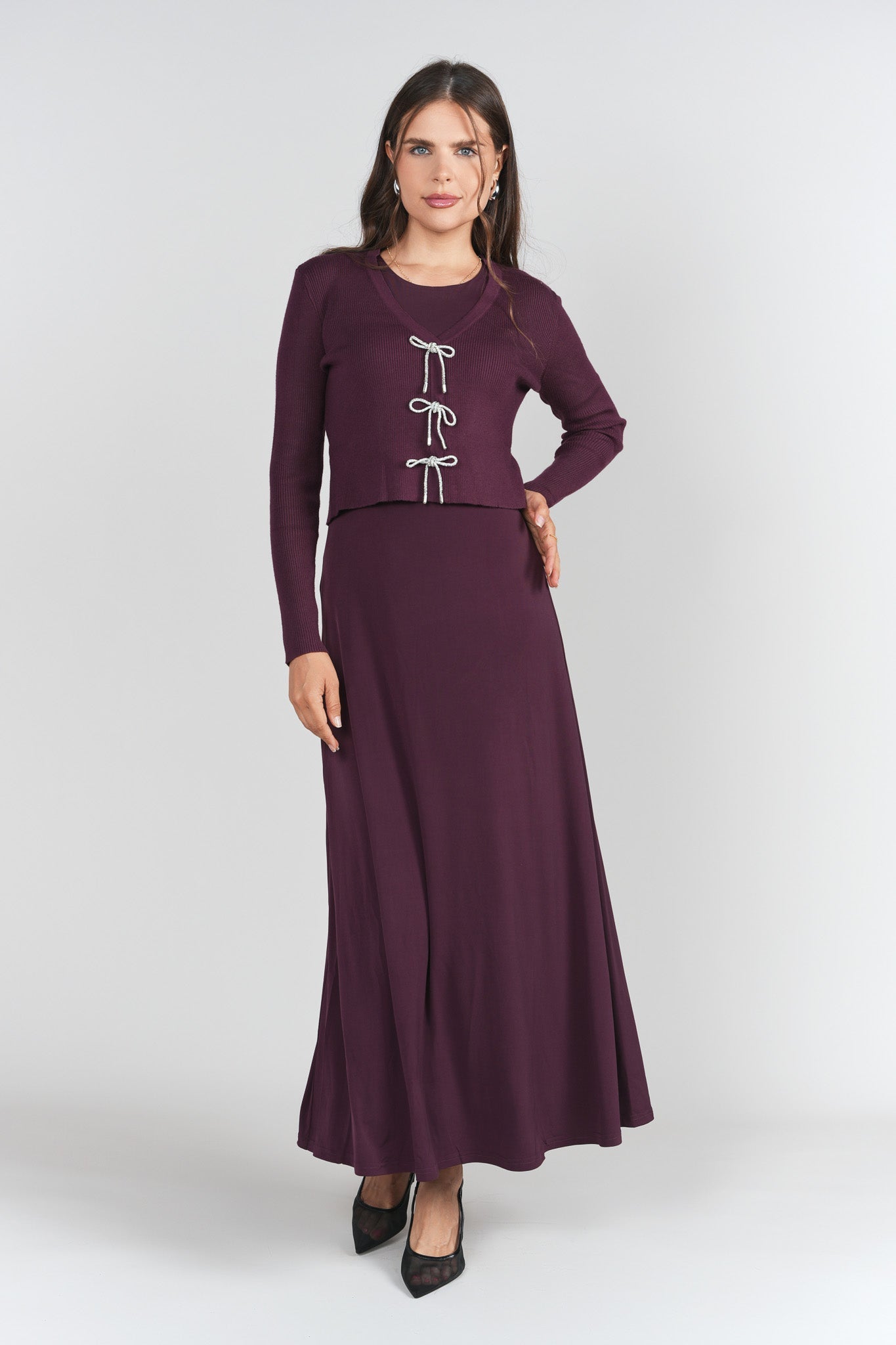 Sleeveless Jersey Dress- Eggplant