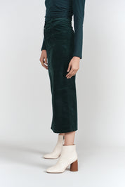 Fray Detail Skirt- Emerald Corduroy