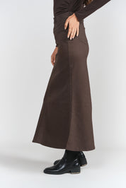Mermaid Denim Maxi Skirt- Brown
