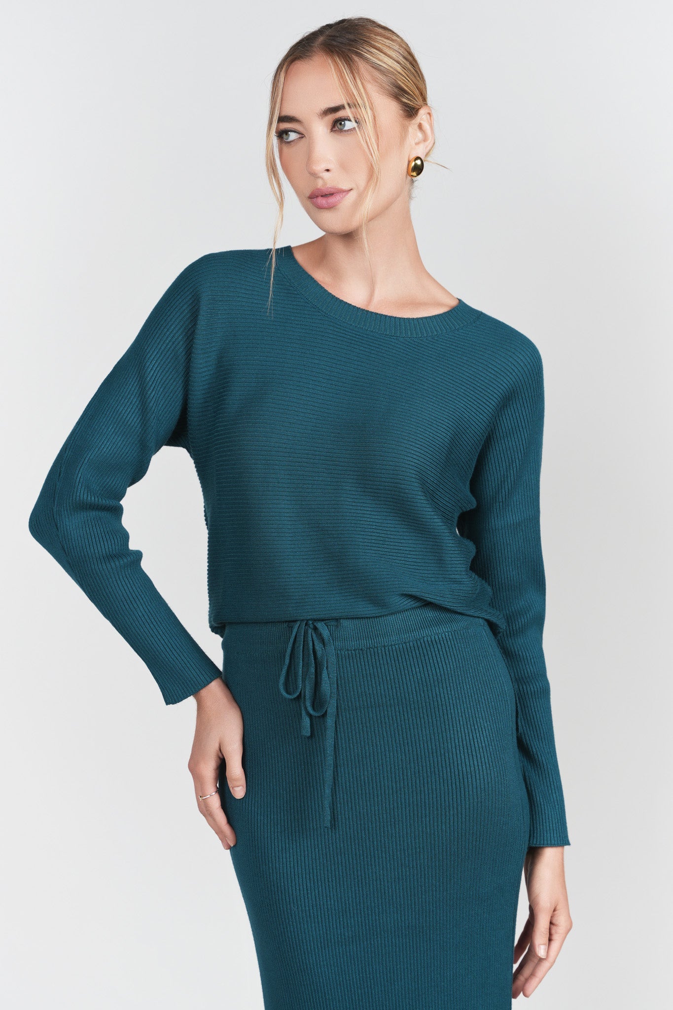 Sweater Rib Top- Teal