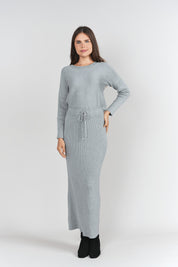 Sweater Rib Semi-Flare Skirt- Gray