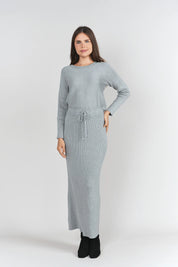 Sweater Rib Semi-Flare Skirt- Gray