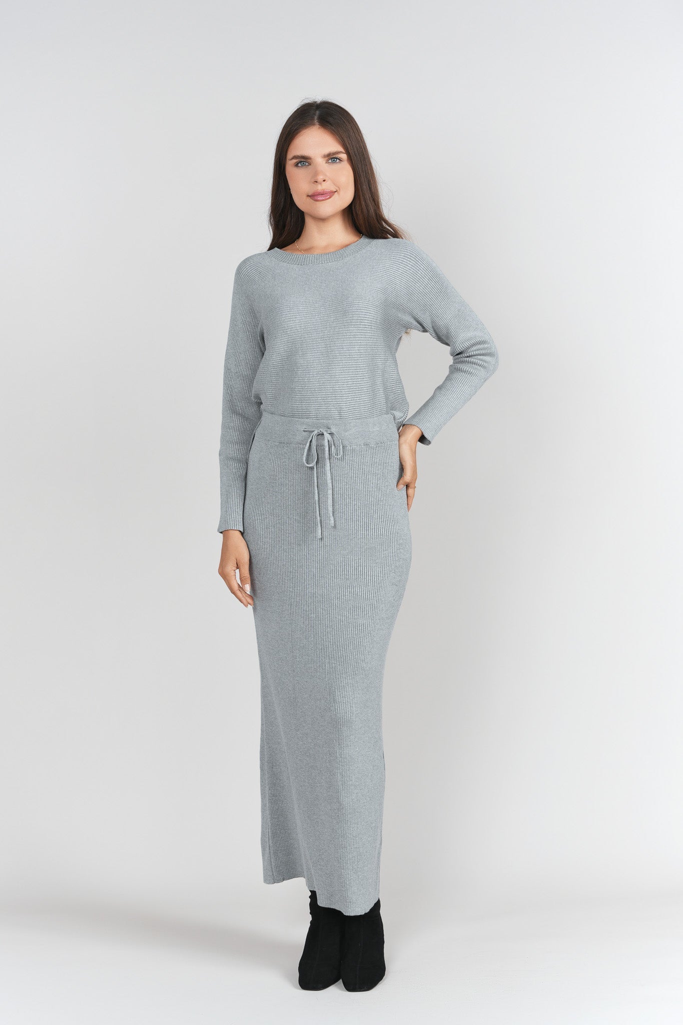 Sweater Rib Top- Gray