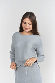 Sweater Rib Top- Gray