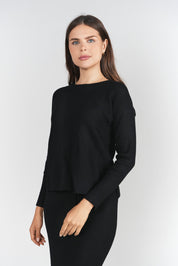 Sweater Rib Top- Black
