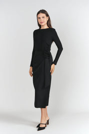 Rosette Midi Skirt- Black