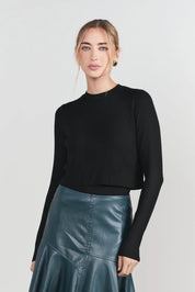 Double Layer Sweater Top- Black