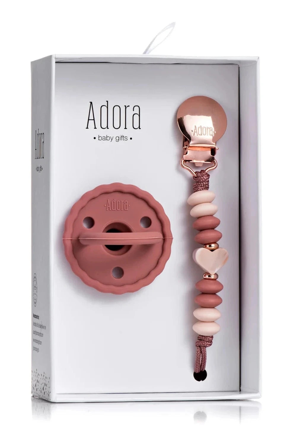 Adora-PacifierClipSet-ScallopedRosewoodHeart.webp