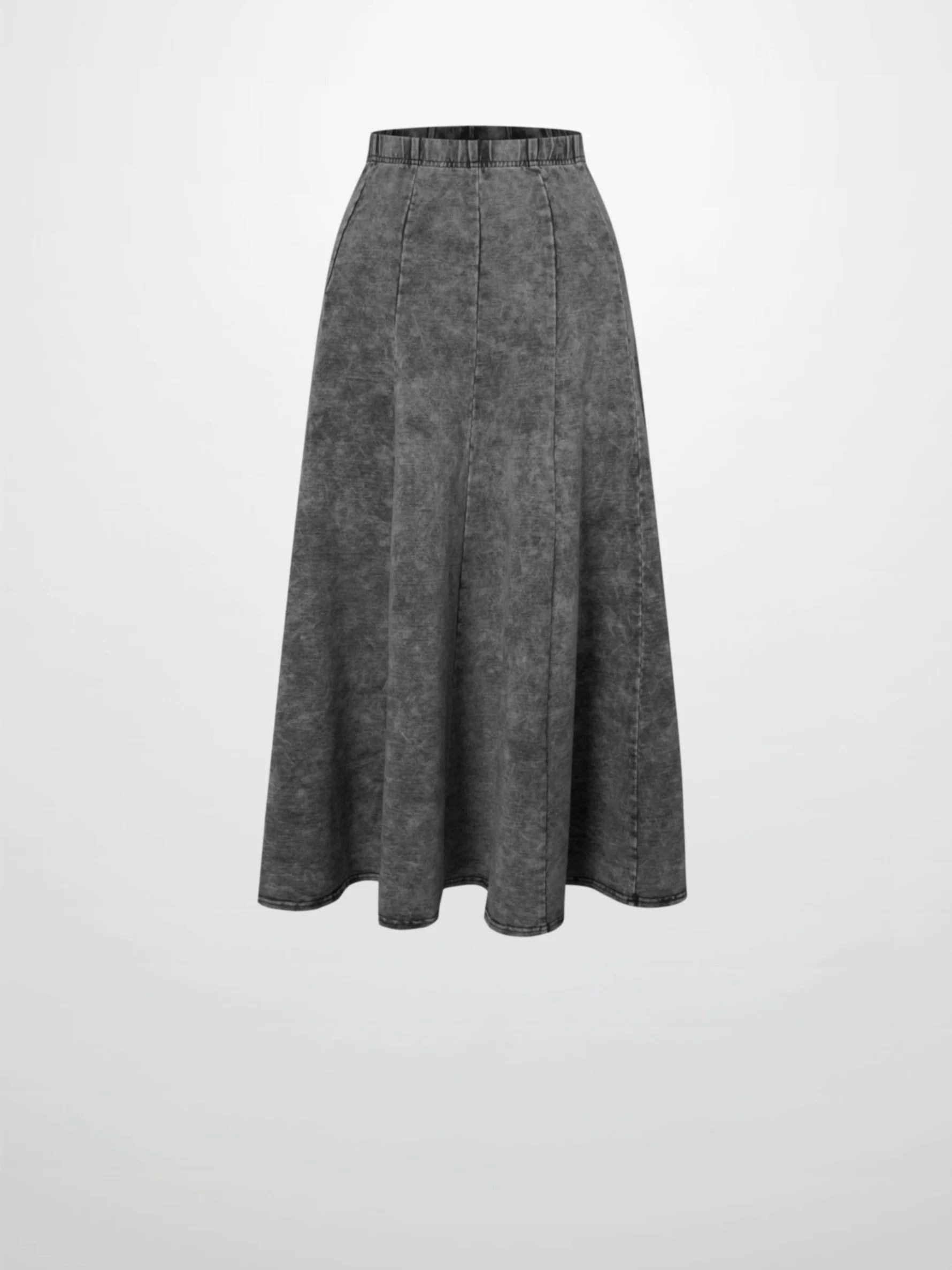 Paneled Flare Skirt 25"-Black Wash