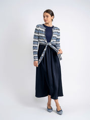 Multi Color Crochet Cropped Tie Cardigan