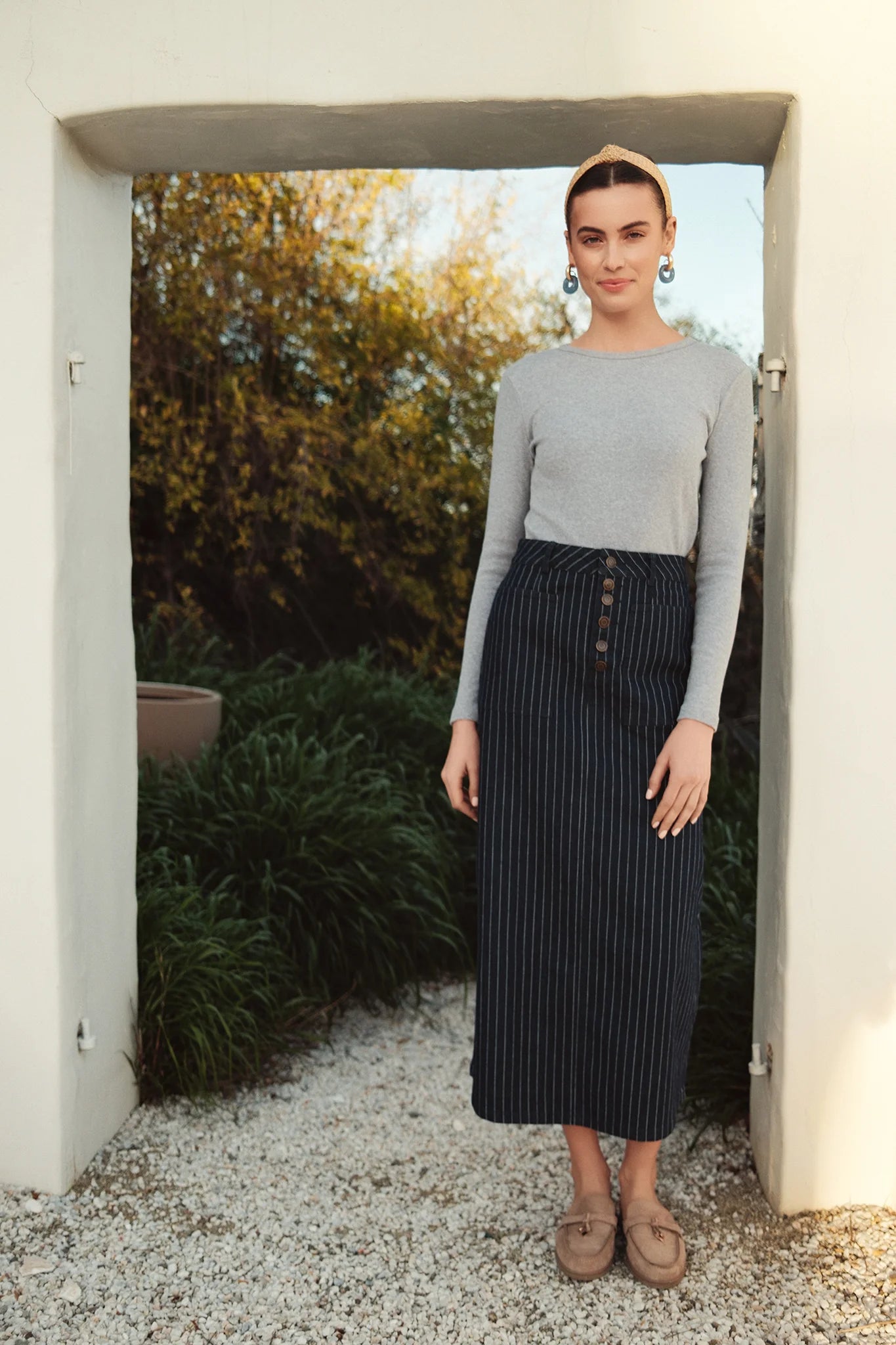 Bliss Denim Skirt Pinstripe