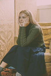 Velvet Skirt with Dropped Yoke