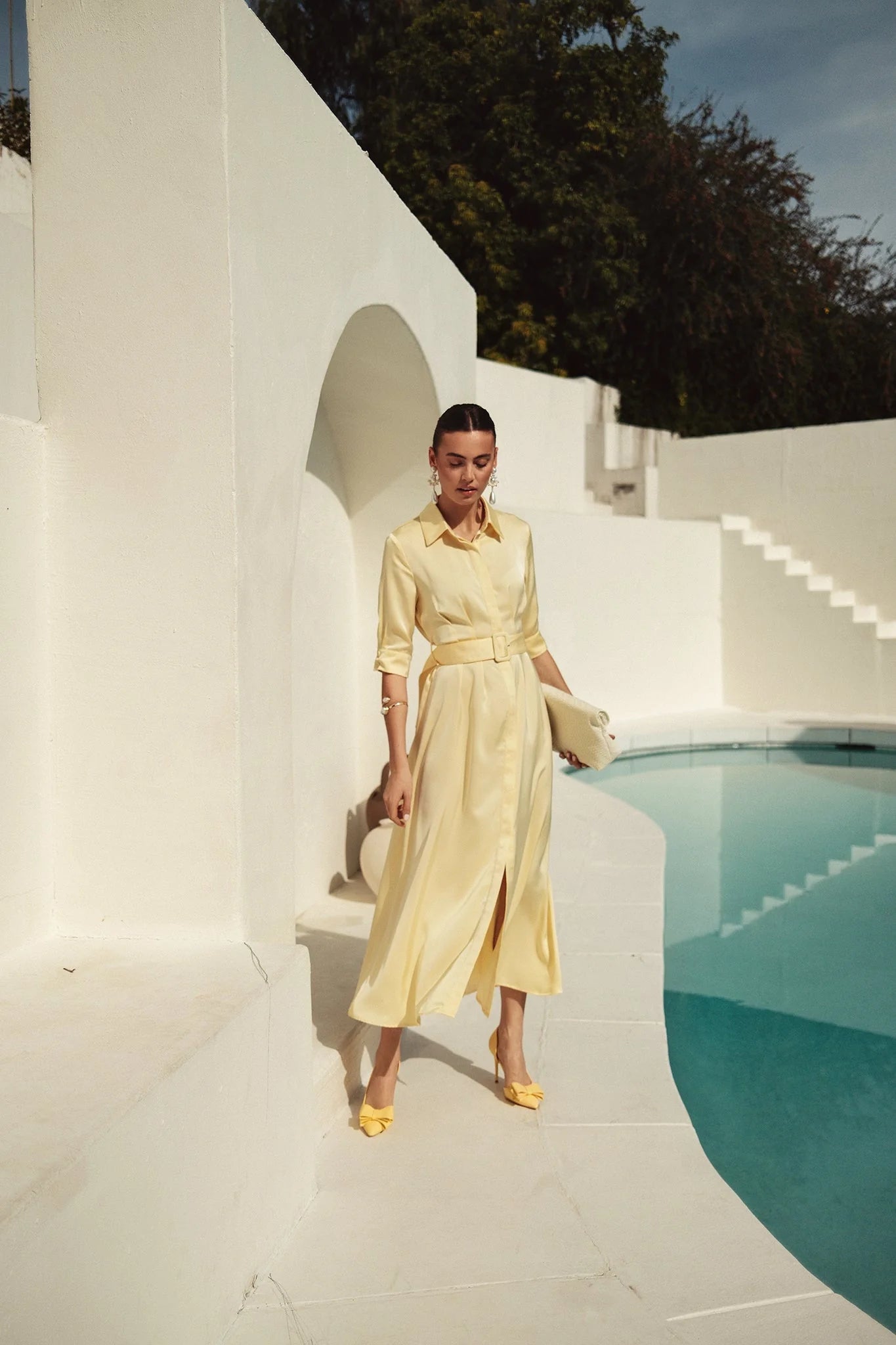 Bliss Pintuck Midi Dress Butter Yellow