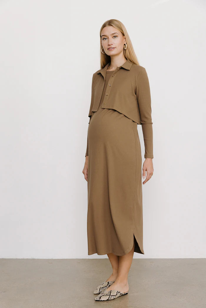 Adele Maternity Dress in Mocha