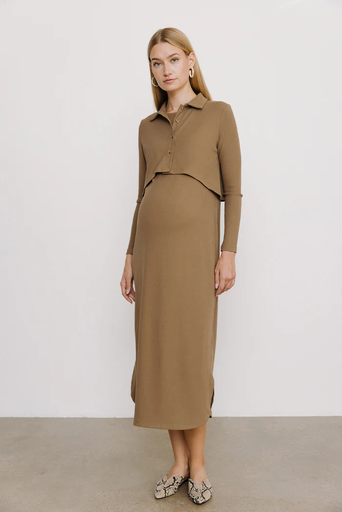 Adele Maternity Dress in Mocha