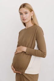 Willow Maternity Top in Mocha/Cream