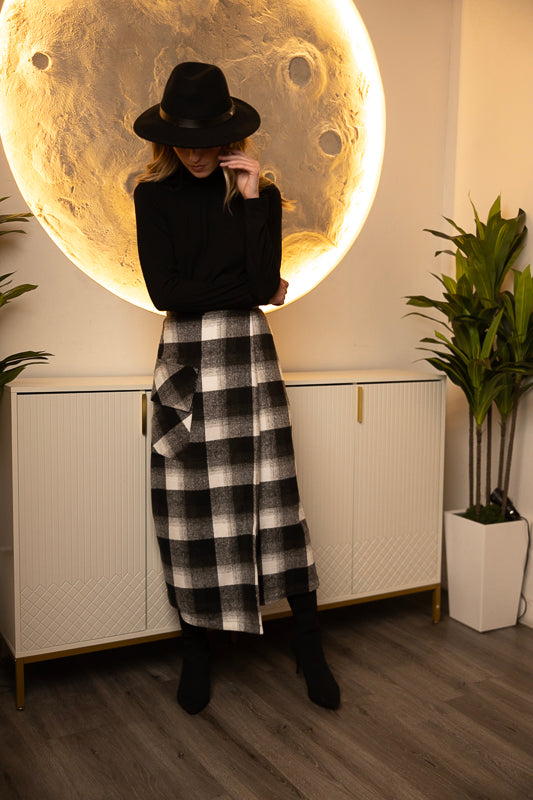 B&W Plaid Skirt
