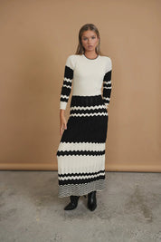 Bliss Knit Pointelle Dress Black & White