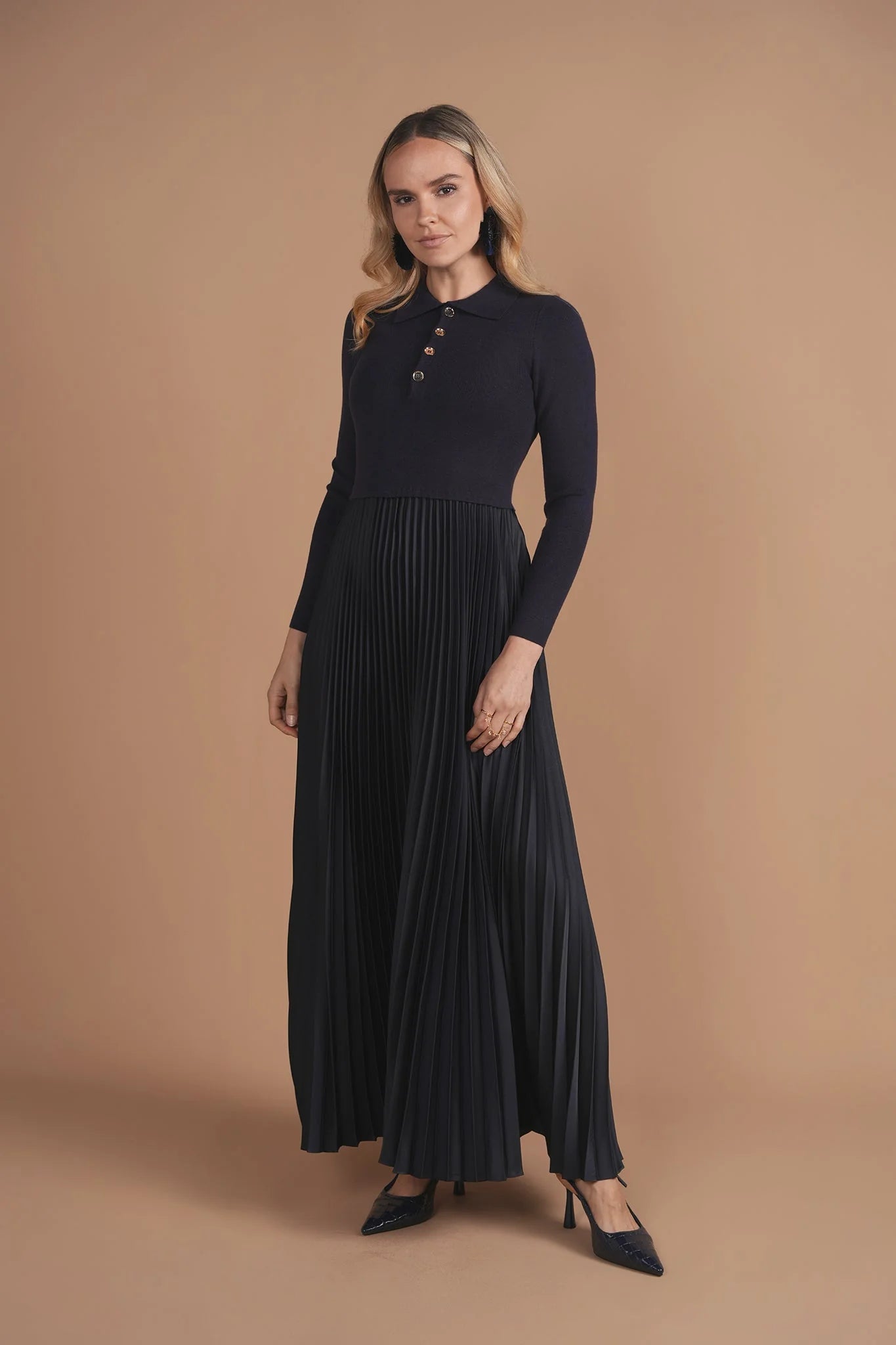 Bliss Polo Pleated Combo Navy