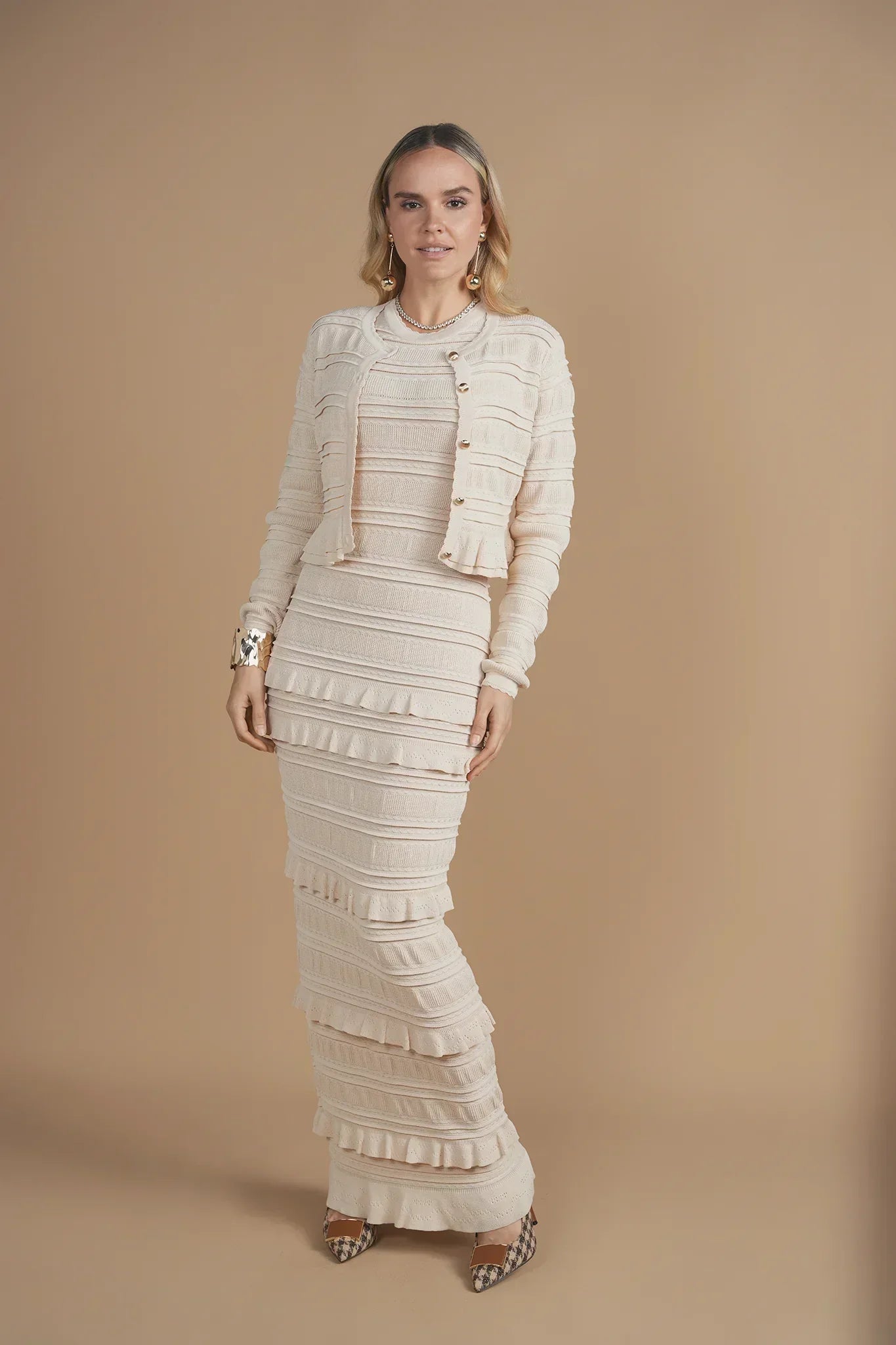 Bliss Pointelle Sleeveless Dress Cream