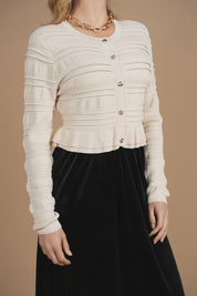 Bliss Pointelle Ruffle Cardi Cream