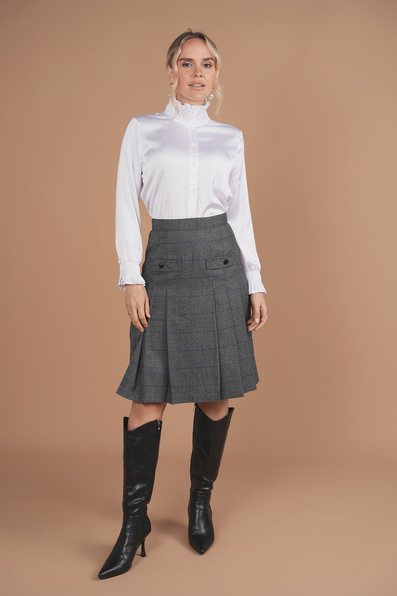 Bliss Short Pleated Skirt Plaid