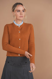 Bliss Ruffle Collar Sweater Tan/Navy