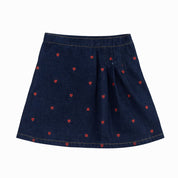 Printed Heart Denim Skirt