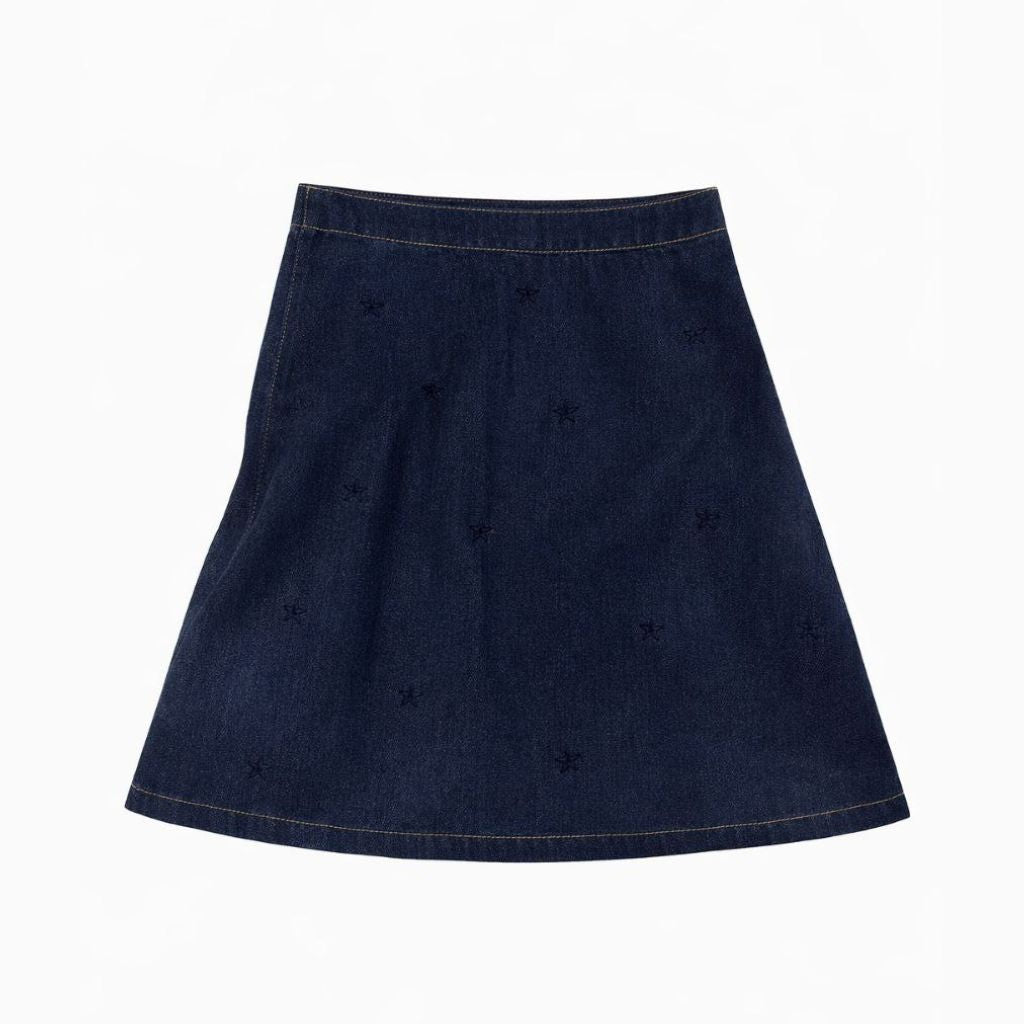 Printed Heart Denim Skirt