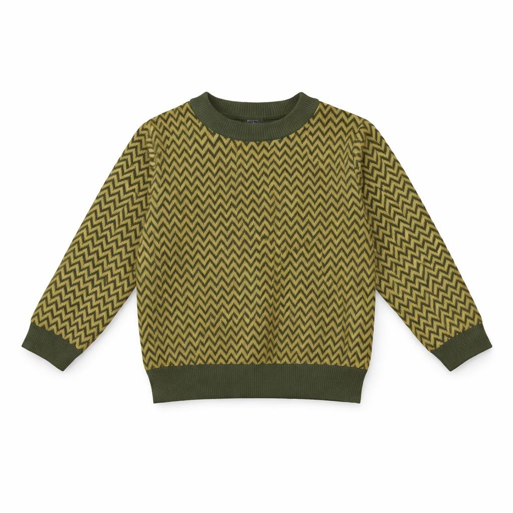 Green Zigzag Knit Top