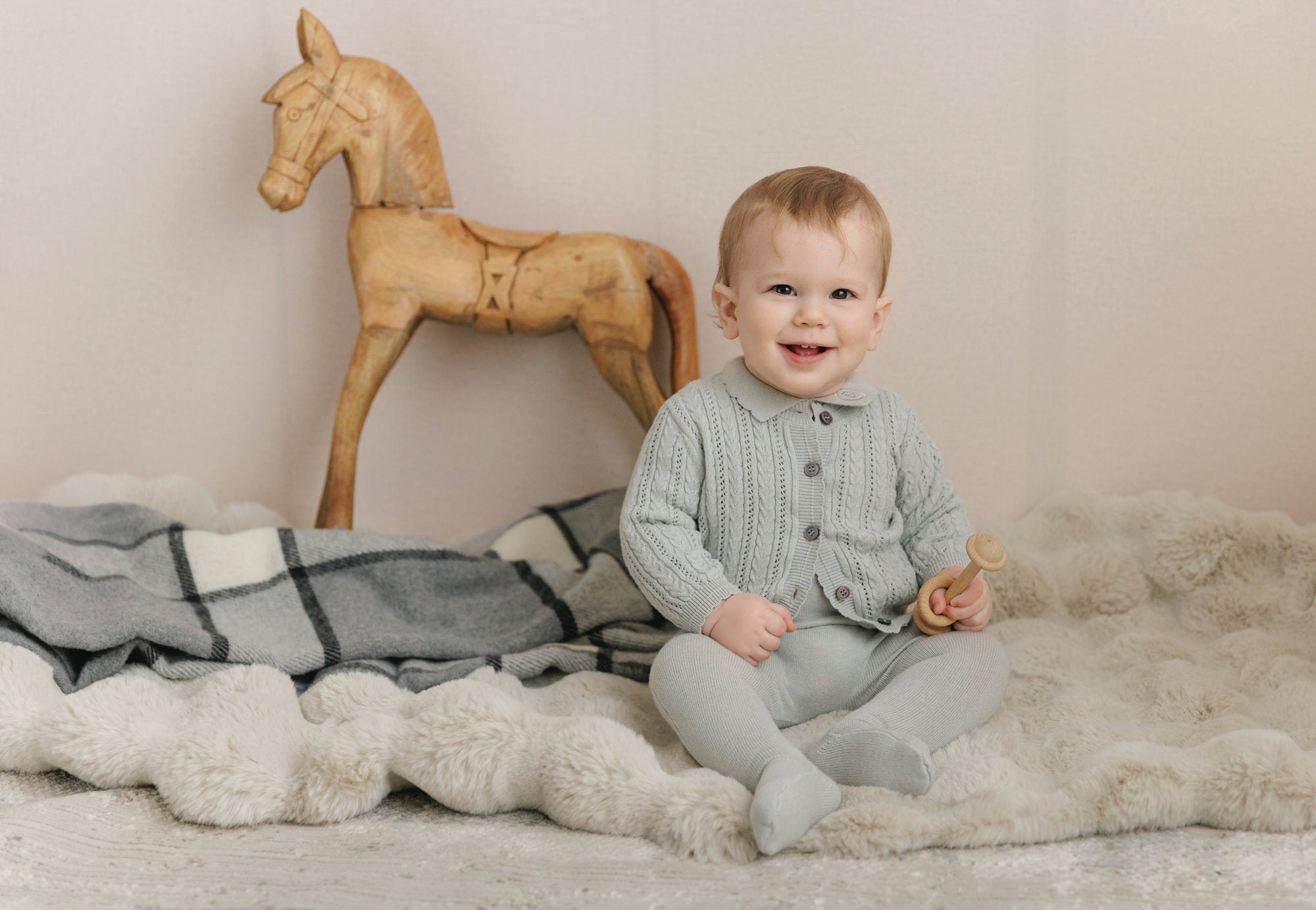 Embroidered Collar Knit Footie W/ Cardigan